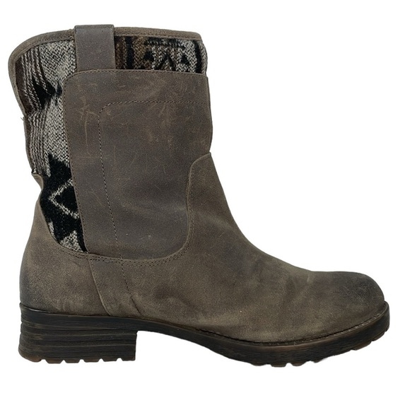 Tara M Boots Women's 10 Brown Leather Taya Midi Calf Boot Southwest Fabric Print - Picture 8 of 14